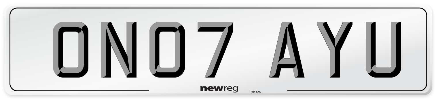ON07 AYU Number Plate from New Reg